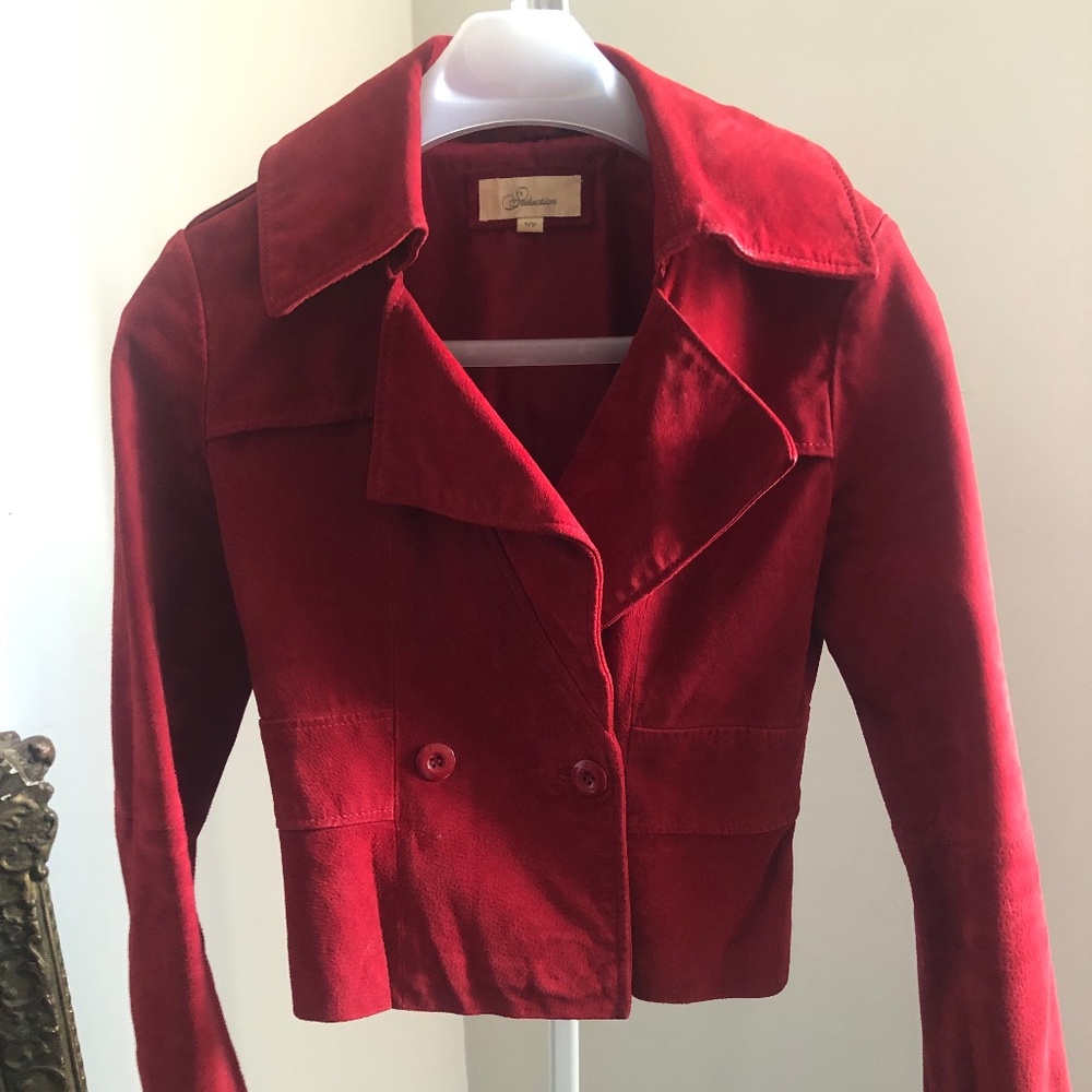 Seduction women's short red suede jacket-size small